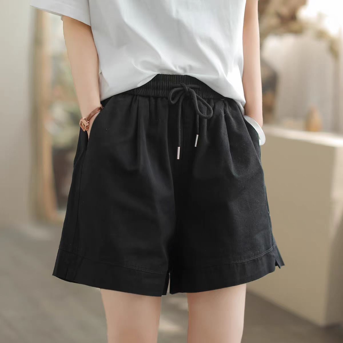 M&T Wear - Women's "Literary Style" Cotton Wide-Leg Summer Shorts