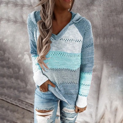 M&T Wear - Women's Cozy Knitted Hooded Pullover Sweater