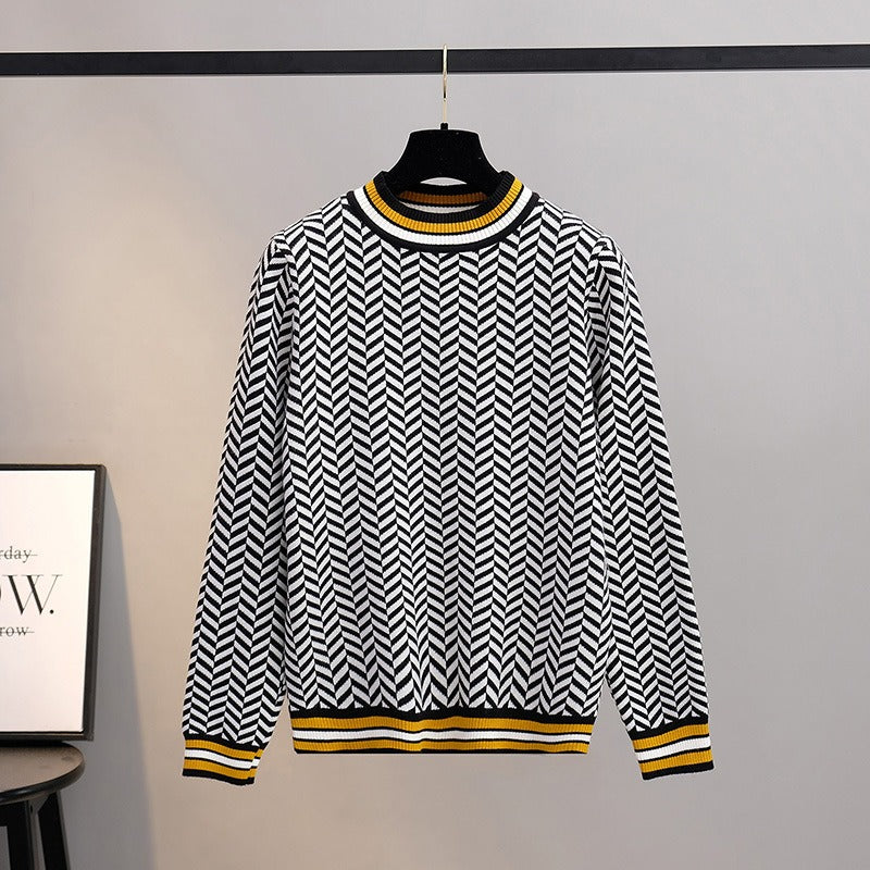 M&T Wear - Women's Warm Striped Knitted Christmas Pullover