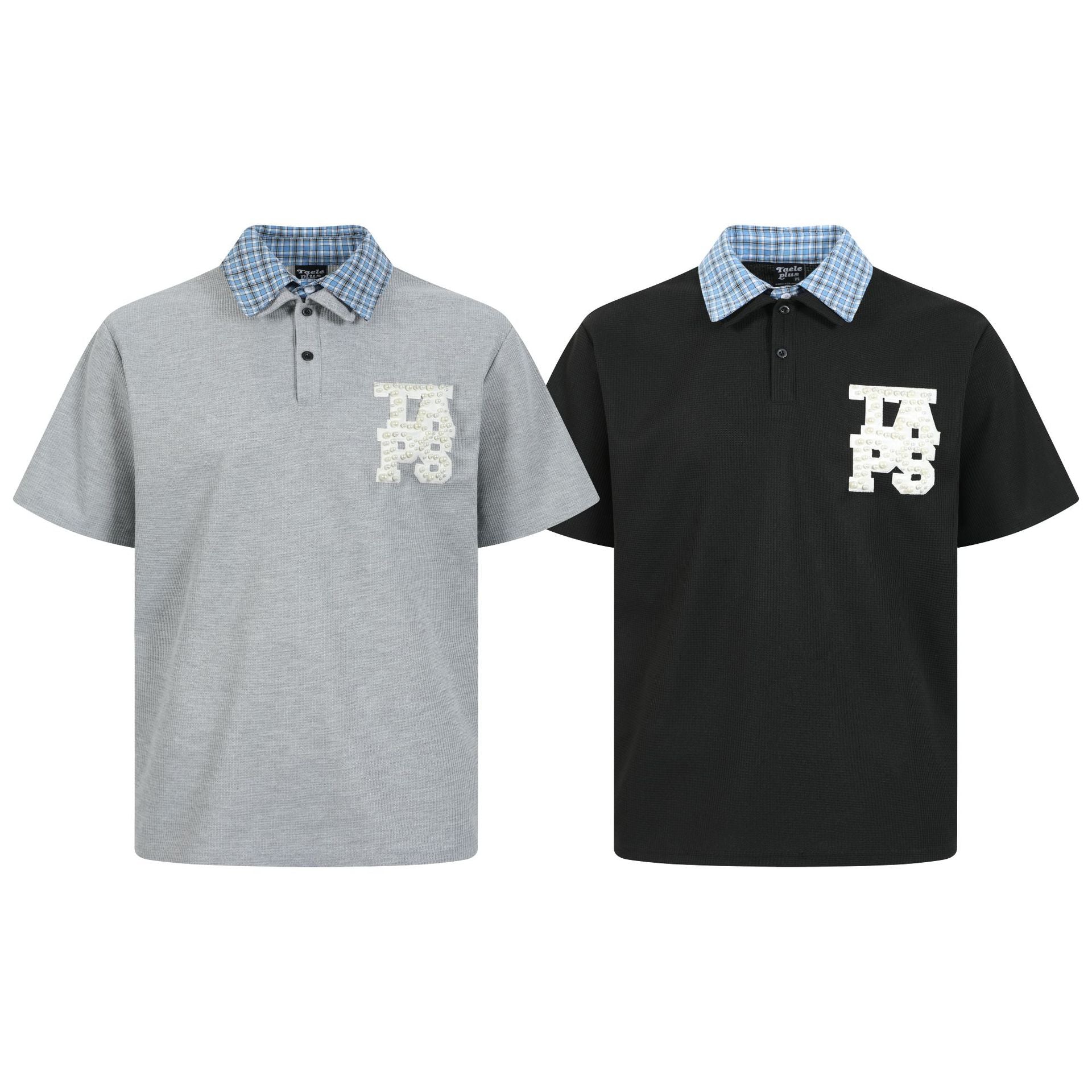 M&T Wear - Men's Japanese Retro "False Two-Piece" Layered Plaid Polo