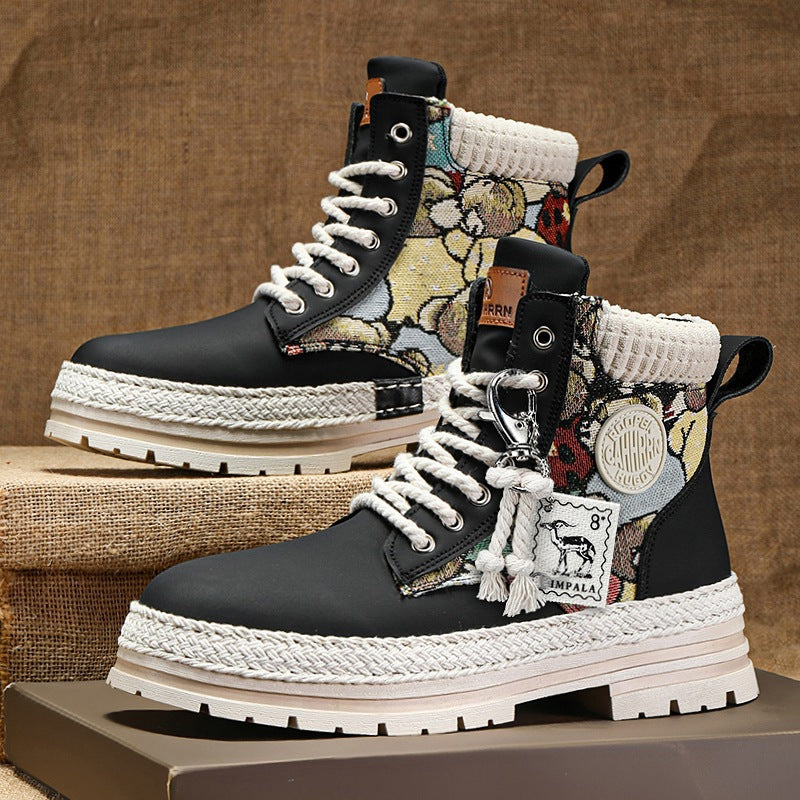 M&T Wear - Men's Winter Plush "Moto-Style" High-Top Martin Boots