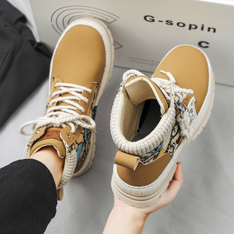 M&T Wear - Men's Winter Plush "Moto-Style" High-Top Martin Boots