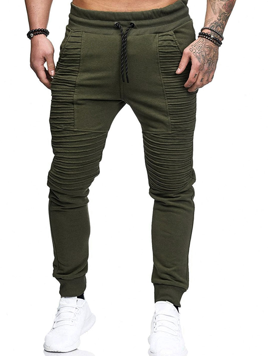 M&T Wear - Men's "Biker Style" Pleated Fleece Skinny Joggers