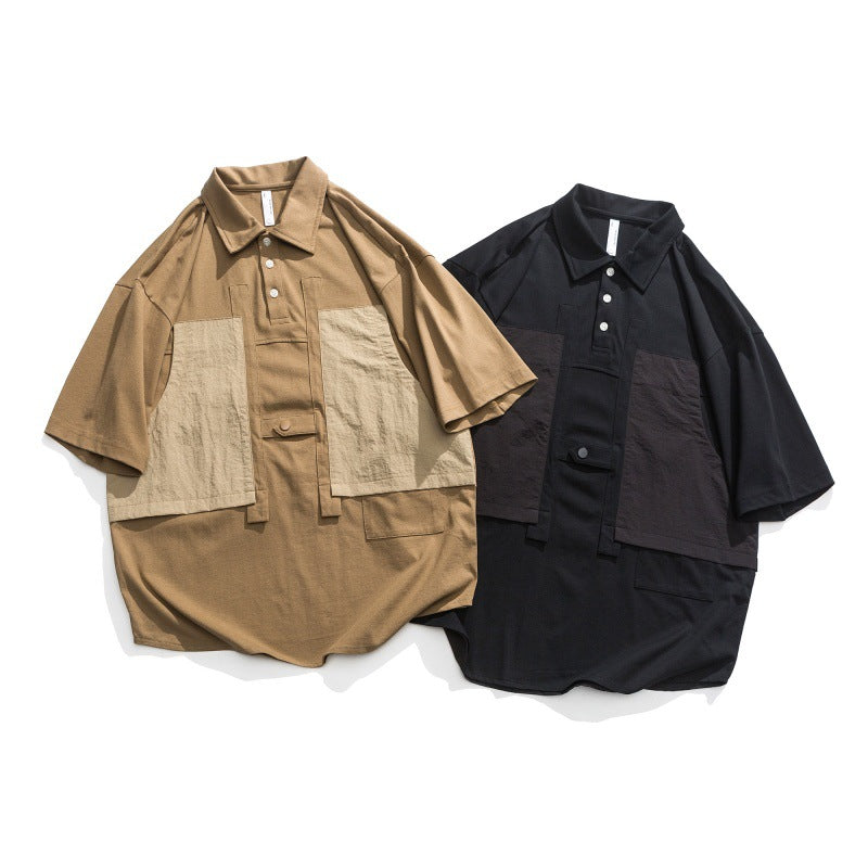 M&T Wear - Men's Japanese Retro Spliced "Fake Two-Piece" Polo