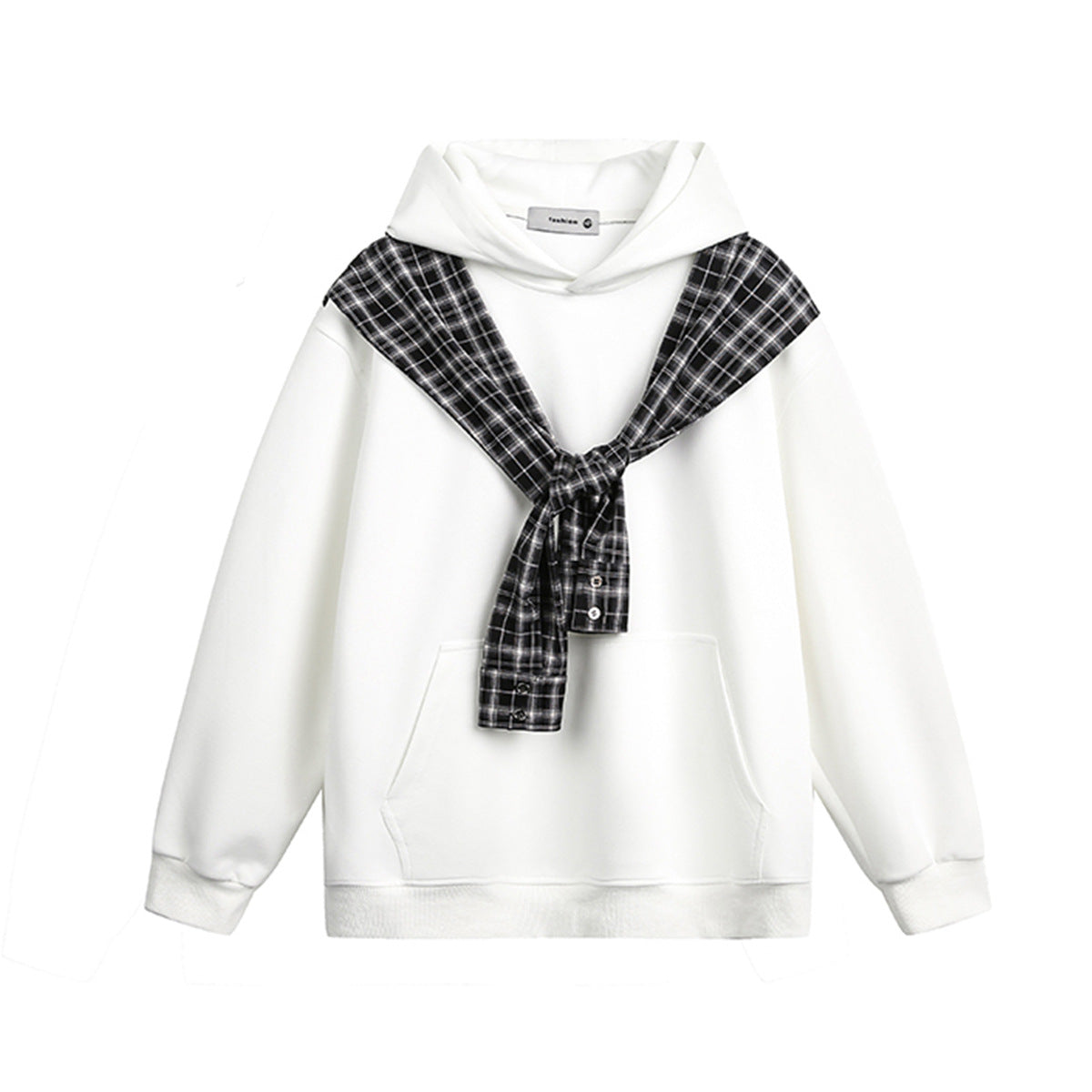 M&T Wear - Men's American Retro "Fake Two-Piece" Plaid Hoodie