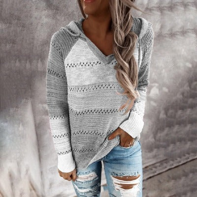 M&T Wear - Women's Cozy Knitted Hooded Pullover Sweater