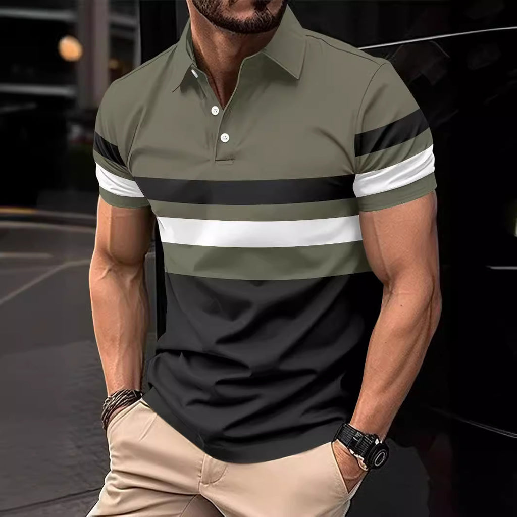 M&T Wear - Men's "Light Mature" Striped Cotton Blend Polo
