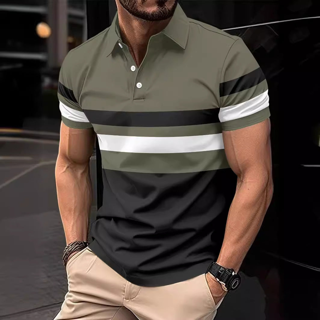 M&T Wear - Men's "Light Mature" Striped Cotton Blend Polo