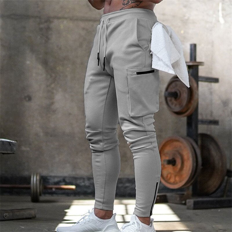 M&T Wear - Men's Slim-Fit Cotton Gym Joggers with Zipper Detail
