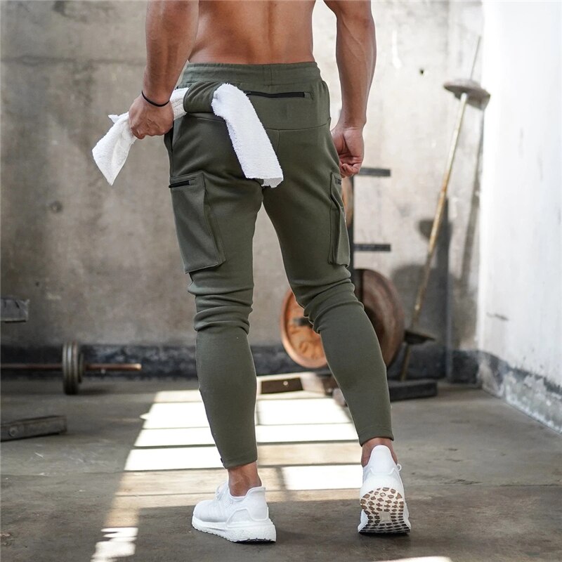 M&T Wear - Men's Slim-Fit Cotton Gym Joggers with Zipper Detail