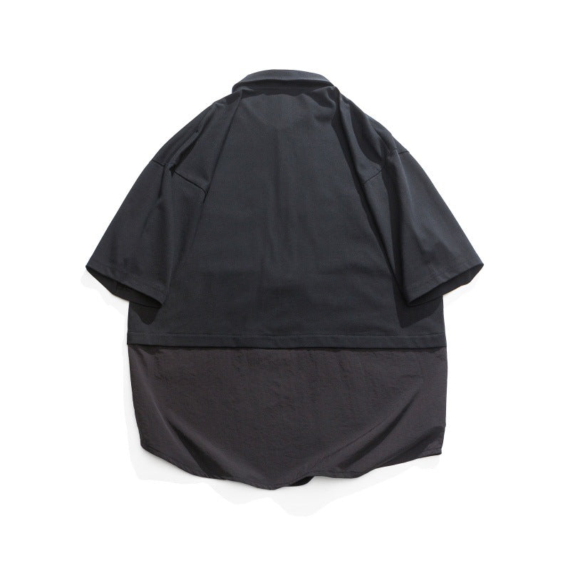 M&T Wear - Men's Japanese Retro Spliced "Fake Two-Piece" Polo