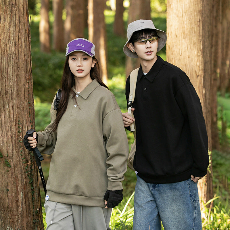 M&T Wear - Unisex Oversized Pique Cotton Long Sleeve Polo