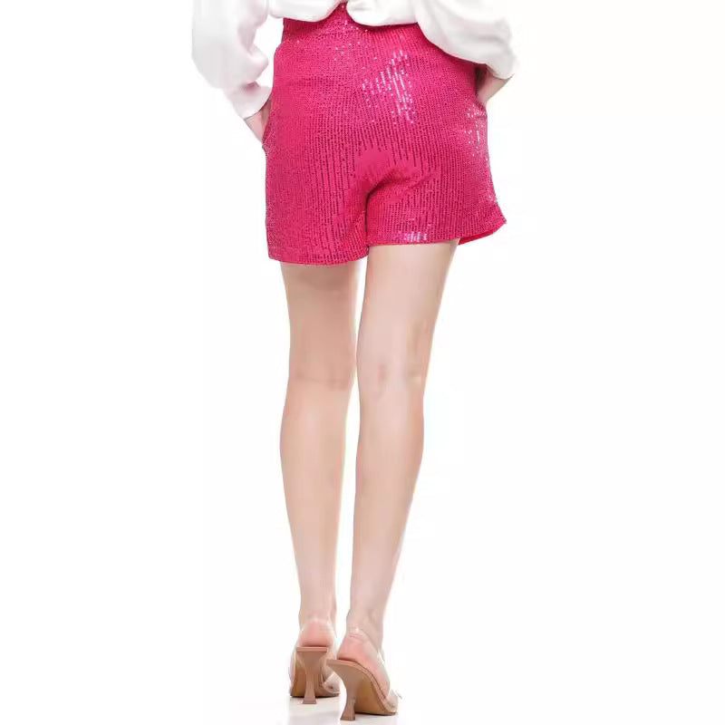 M&T Wear - Women's High-Waist Sequin & Beaded Party Hot Pants
