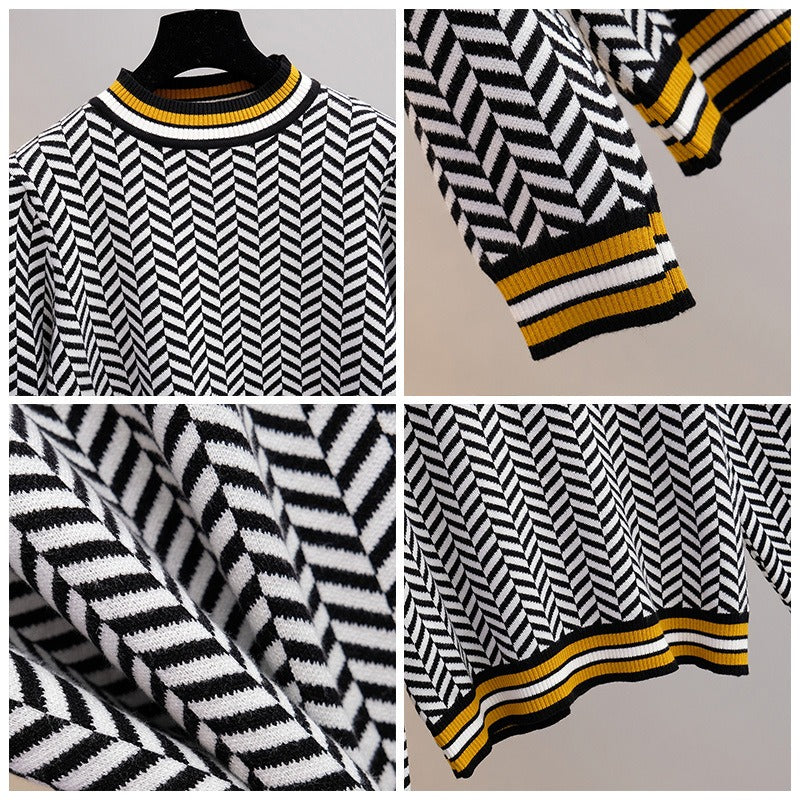 M&T Wear - Women's Warm Striped Knitted Christmas Pullover