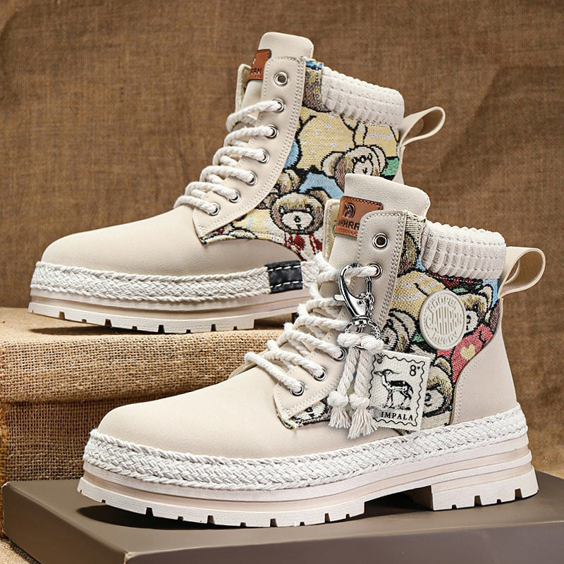 M&T Wear - Men's Winter Plush "Moto-Style" High-Top Martin Boots