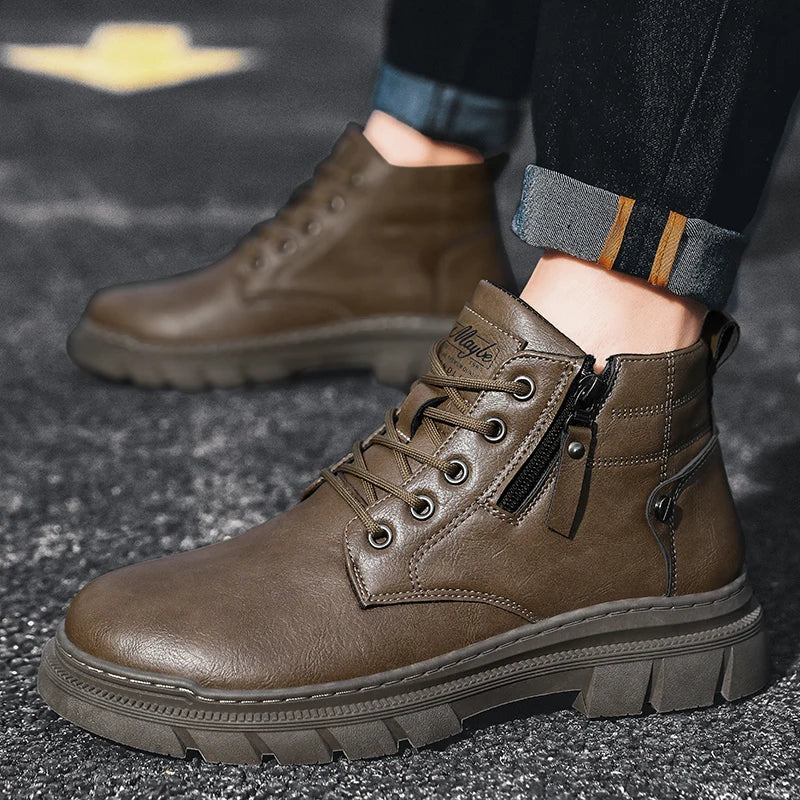 M&T Wear - Men's Retro "Thick Sole" High-Top Work Boots
