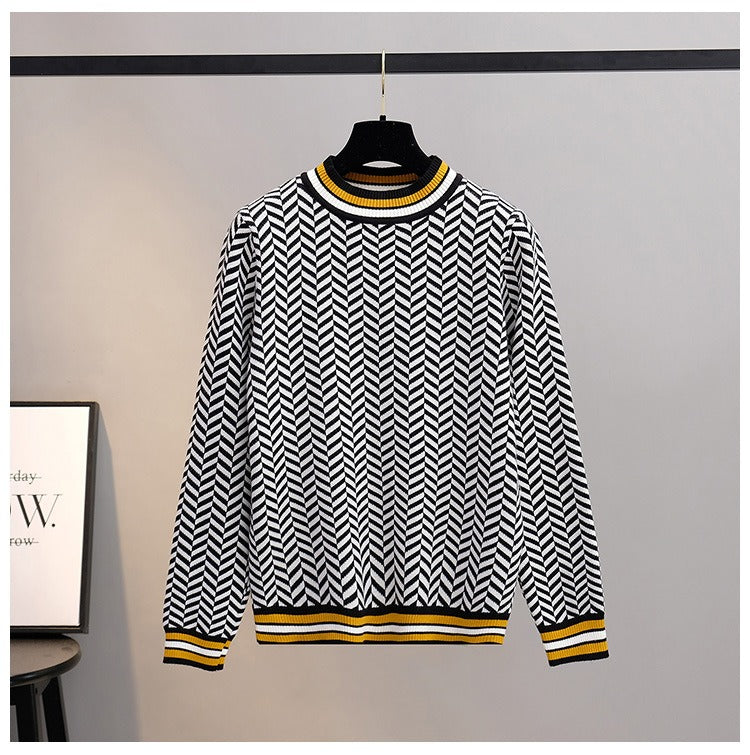 M&T Wear - Women's Warm Striped Knitted Christmas Pullover