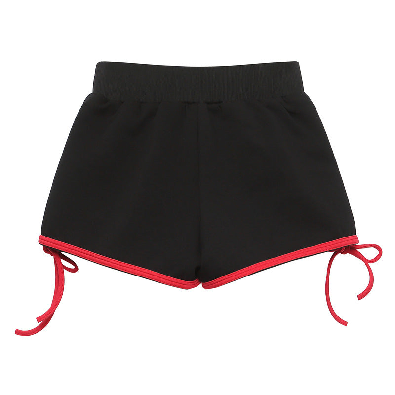 M&T Wear - Women's High-Waist Pleated Drawstring Mini Shorts (Hot Pants)