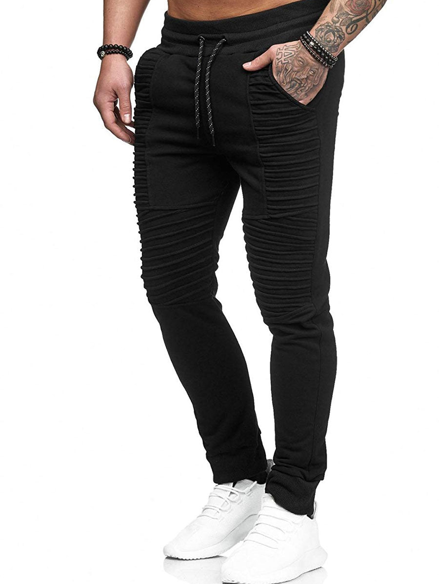 M&T Wear - Men's "Biker Style" Pleated Fleece Skinny Joggers