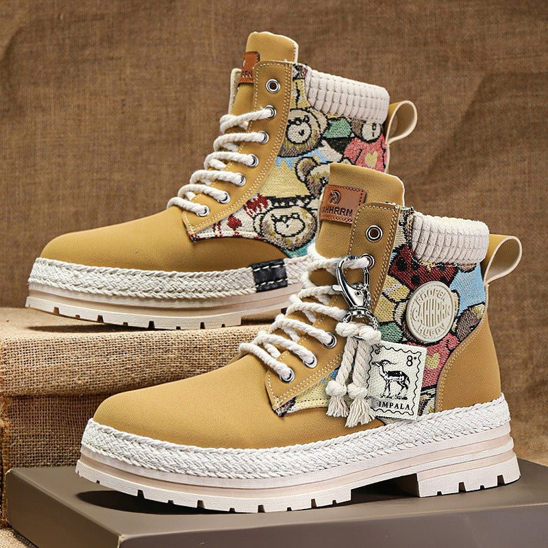 M&T Wear - Men's Winter Plush "Moto-Style" High-Top Martin Boots