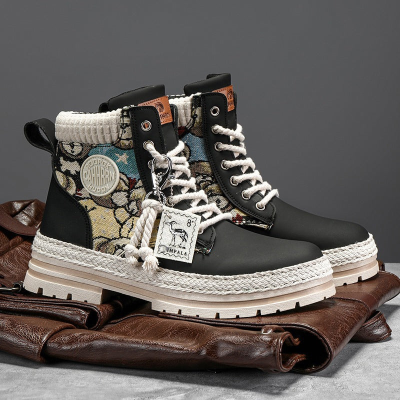 M&T Wear - Men's Winter Plush "Moto-Style" High-Top Martin Boots
