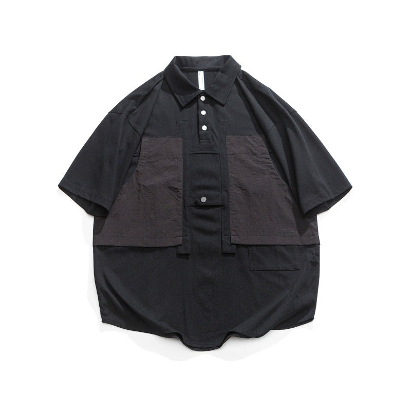 M&T Wear - Men's Japanese Retro Spliced "Fake Two-Piece" Polo