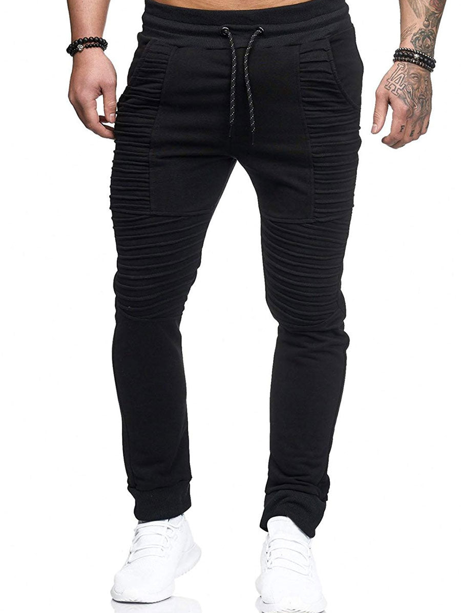 M&T Wear - Men's "Biker Style" Pleated Fleece Skinny Joggers