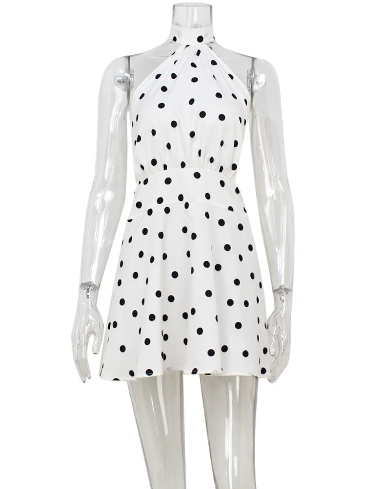 Dot Halter Backless A-Line Mini Dress