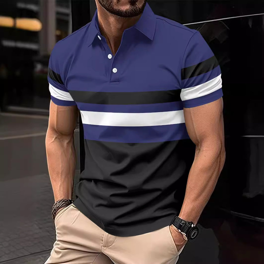 M&T Wear - Men's "Light Mature" Striped Cotton Blend Polo