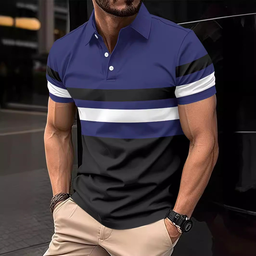 M&T Wear - Men's "Light Mature" Striped Cotton Blend Polo