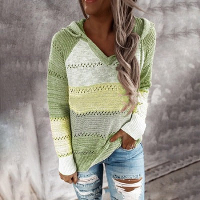 M&T Wear - Women's Cozy Knitted Hooded Pullover Sweater