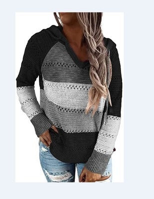 M&T Wear - Women's Cozy Knitted Hooded Pullover Sweater