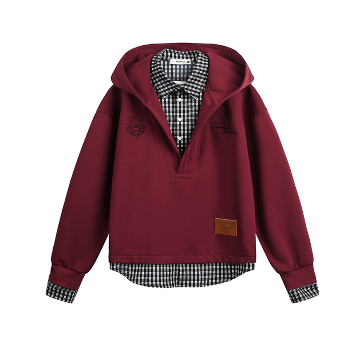 M&T Wear - Men's American Retro "2-in-1" Plaid Hooded Sweatshirt