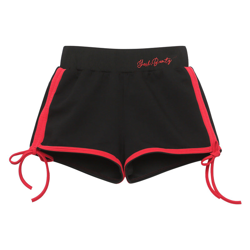 M&T Wear - Women's High-Waist Pleated Drawstring Mini Shorts (Hot Pants)