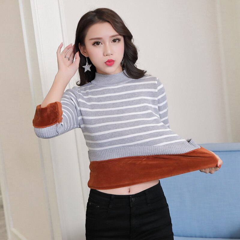 M&T Wear - Women's Velvet-Lined Thermal Knit Pullover Top