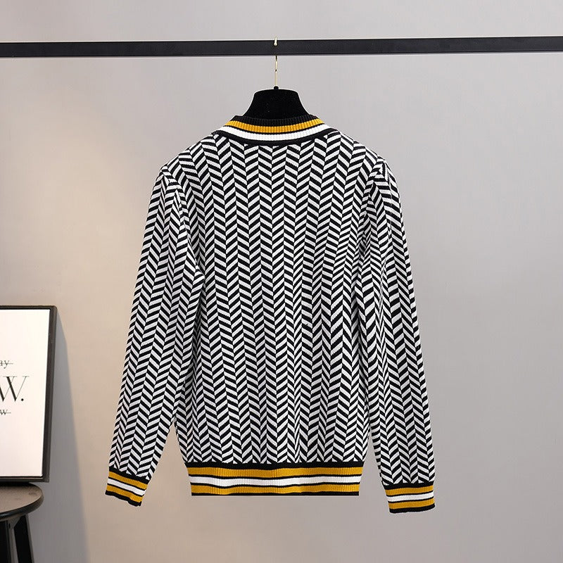 M&T Wear - Women's Warm Striped Knitted Christmas Pullover