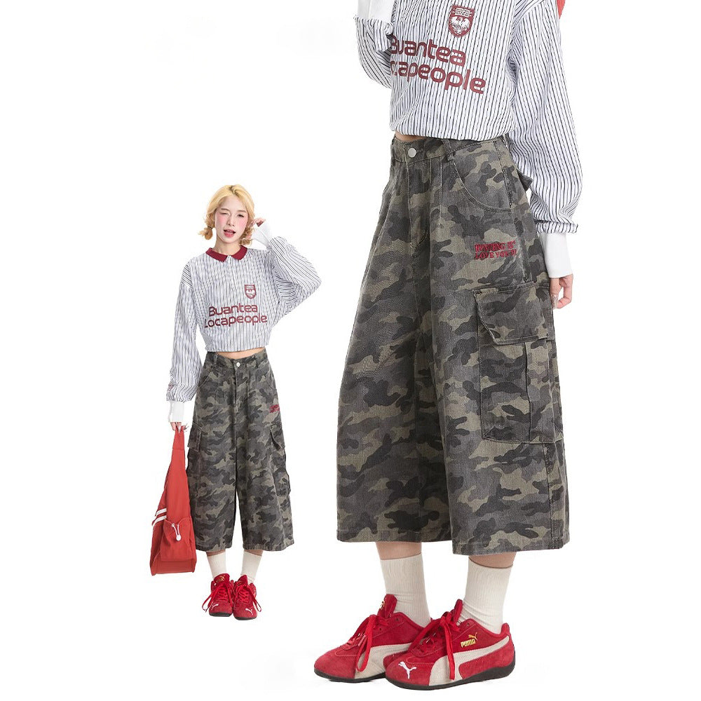 M&T Wear - Women's Camouflage Cotton Cargo Cropped Pants