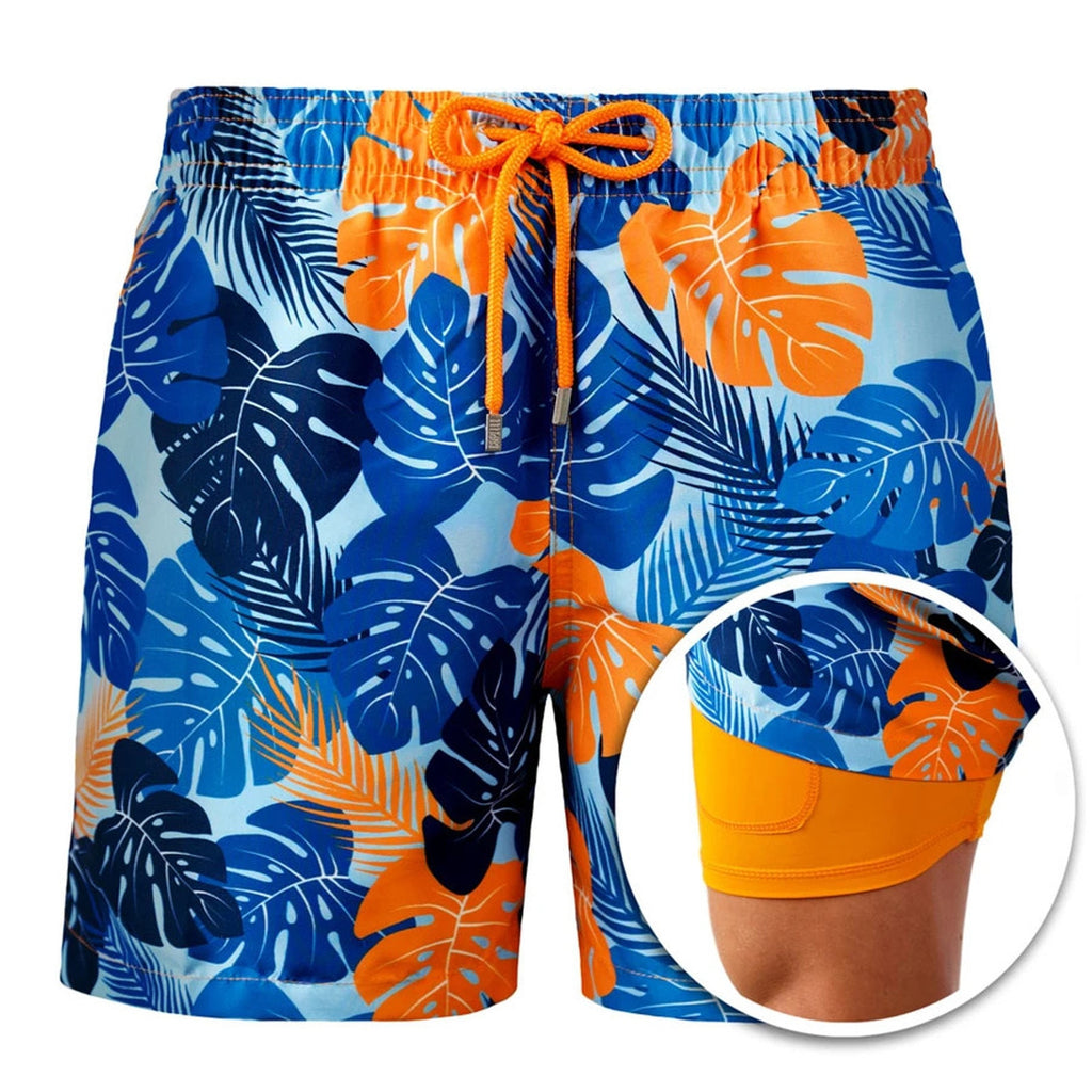 M&T Wear - Men's "2-in-1" Floral Performance Swim Shorts with Liner