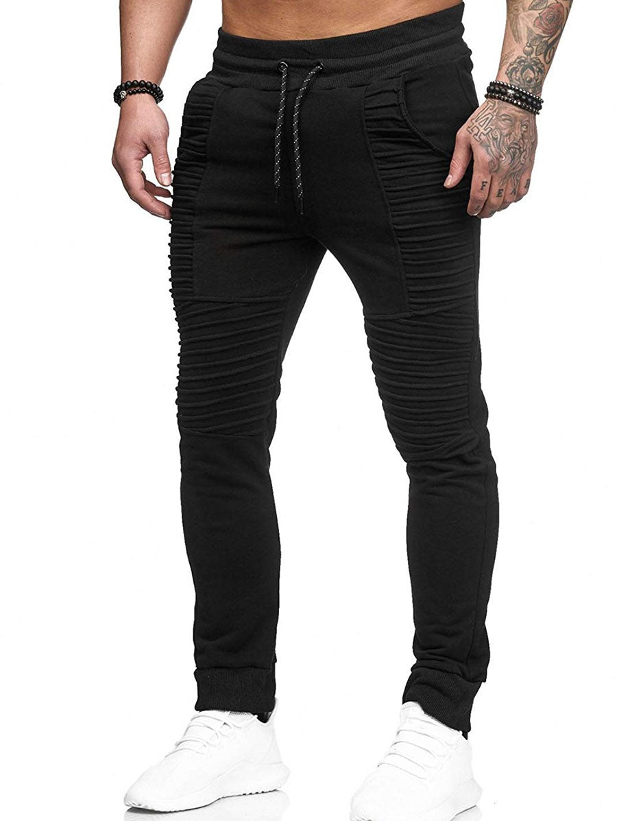 M&T Wear - Men's "Biker Style" Pleated Fleece Skinny Joggers