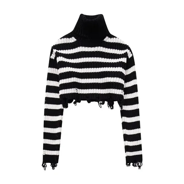 M&T Wear - Women's Ultra-Cropped Loose Turtleneck Bolero Sweater