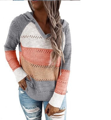 M&T Wear - Women's Cozy Knitted Hooded Pullover Sweater