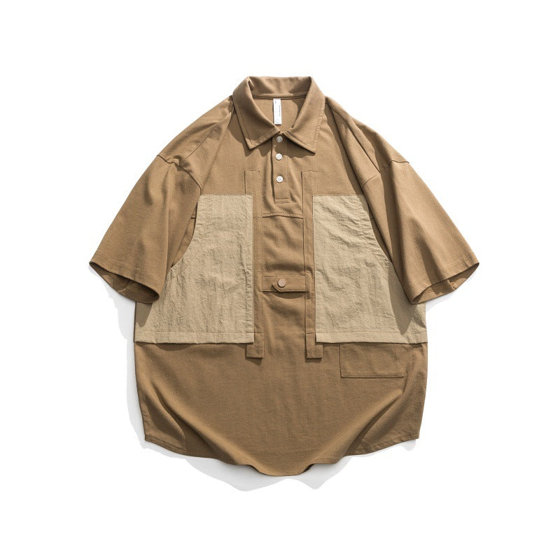 M&T Wear - Men's Japanese Retro Spliced "Fake Two-Piece" Polo