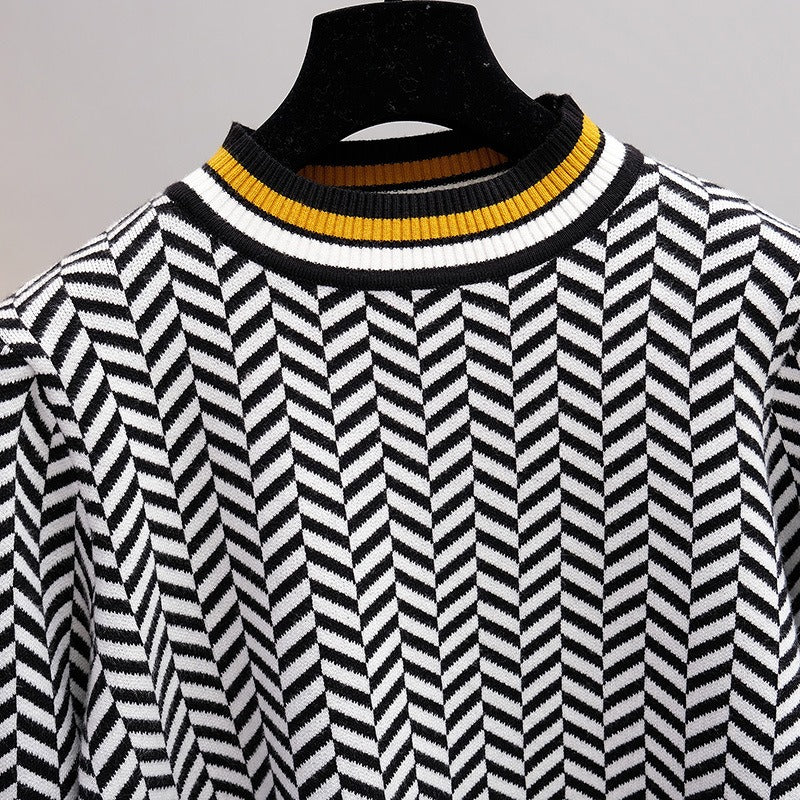 M&T Wear - Women's Warm Striped Knitted Christmas Pullover