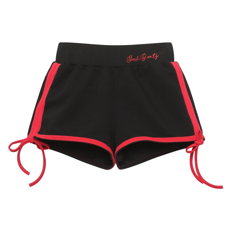 M&T Wear - Women's High-Waist Pleated Drawstring Mini Shorts (Hot Pants)