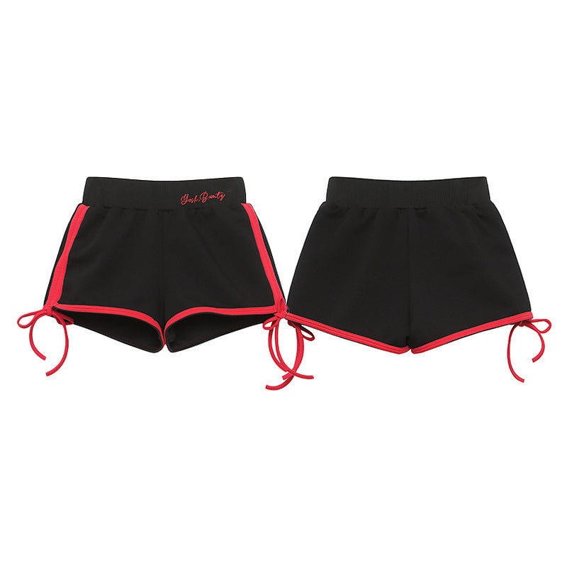 M&T Wear - Women's High-Waist Pleated Drawstring Mini Shorts (Hot Pants)