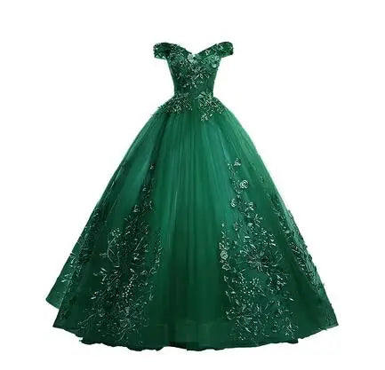 Luxury Gold Lace Quinceanera Ball Gown