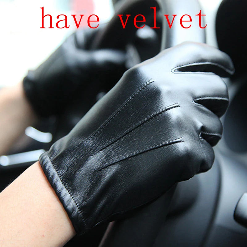 M&T Wear - Winter Gloves Men Women Luxurious PU Leather Cashmere Warm Driving Gloves Black Touch Screen Waterproof Gloves Mittens - M&T Wear