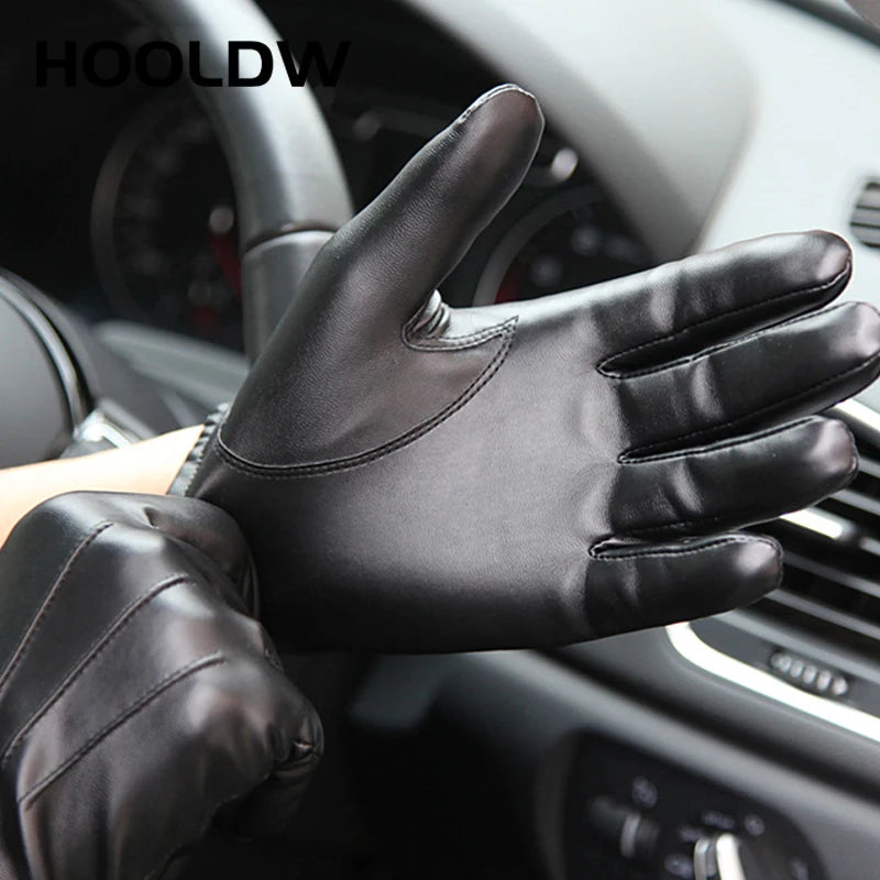 M&T Wear - Winter Gloves Men Women Luxurious PU Leather Cashmere Warm Driving Gloves Black Touch Screen Waterproof Gloves Mittens - M&T Wear