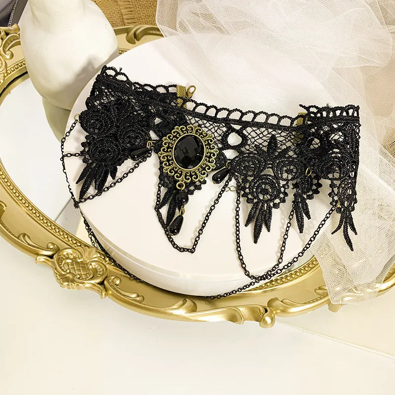 M&T Wear - Elegant Lace Rhinestone Choker Necklace for Women