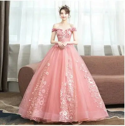 Luxury Gold Lace Quinceanera Ball Gown